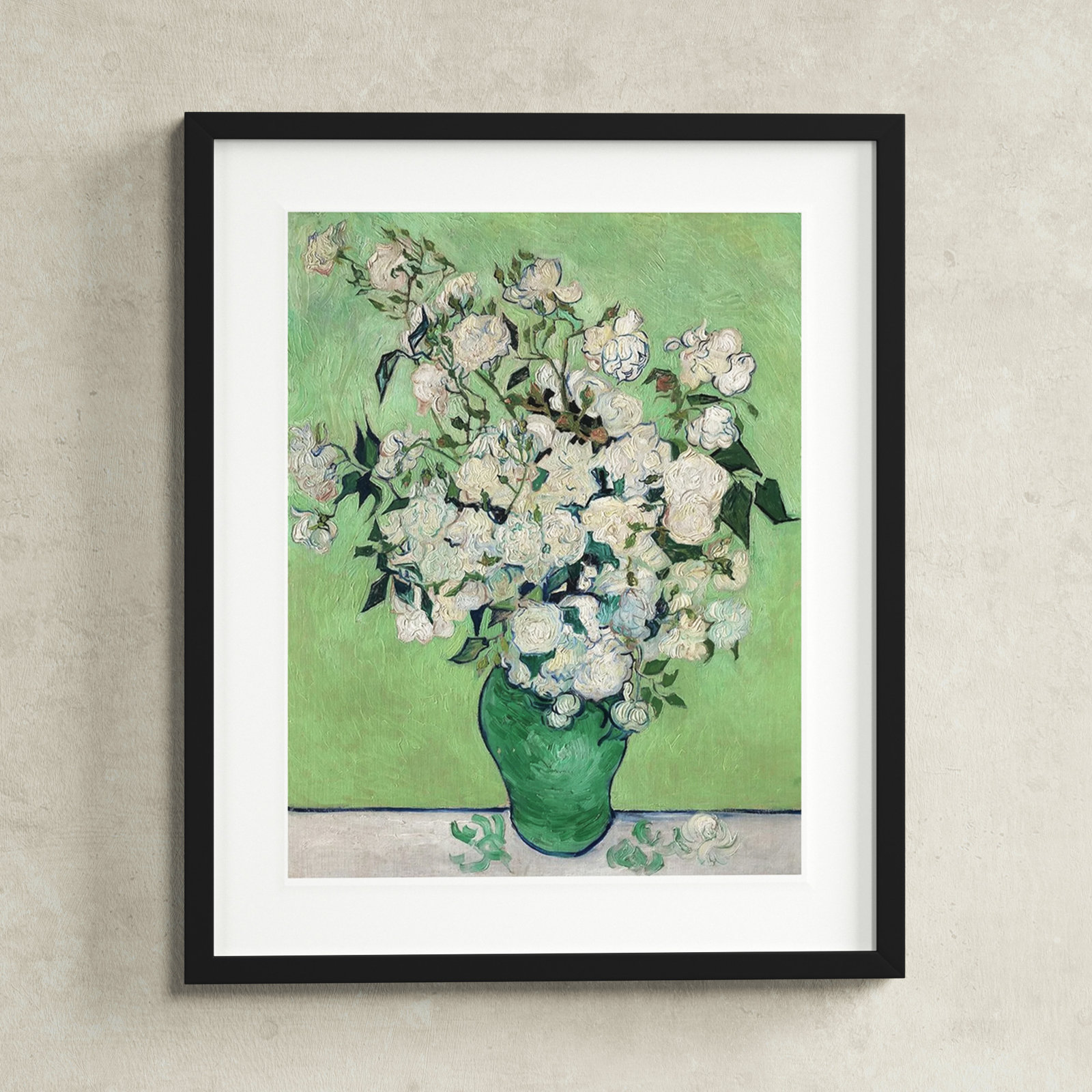 Roses by Vincent Van Gogh, Black, 25.07" H x 20.82" W x 0.88" D