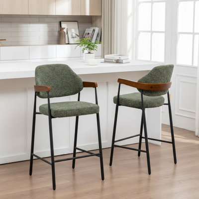 Devane Upholstered Counter Stool With Armrest