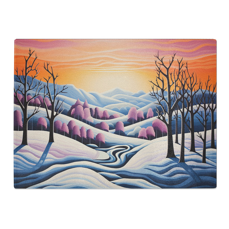 Winter Landscape Op Art No.3  Glass Chopping Board