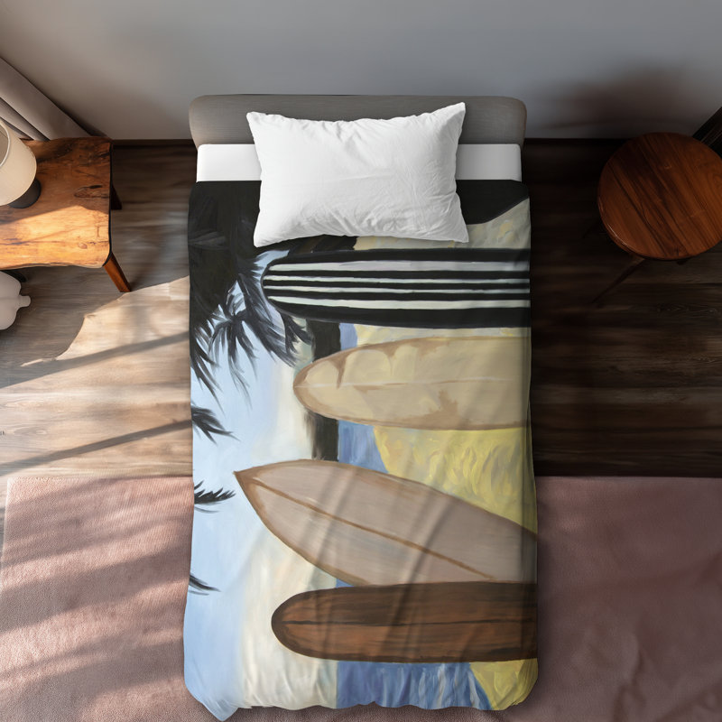 Surfboards Bathroom Blue Duvet Cover | Home Decor Essentials