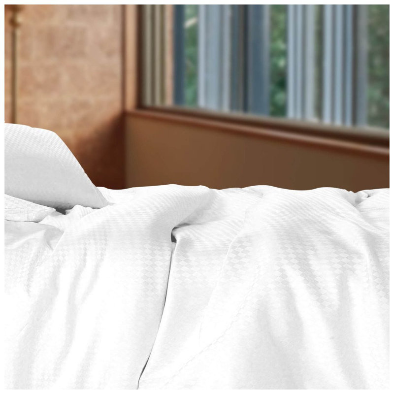 400TC Microcheck Duvet Cover Set, Queen Duvet Cover + 2 Standard Shams