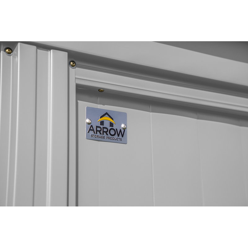 Elite Cool Grey 14' x 12' Steel Storage Shed with Swing Doors