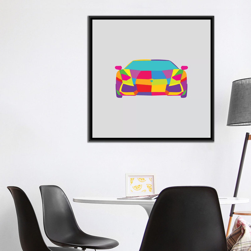 «Lambo» par Yoni Alter, impression sur toile, H 37 po x l 37 po x P 1,5 po, Toile avec cadre noir, Pas de tapis