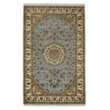 Manchuria Wool Oriental Area Rug in Cream/Blue/Olive