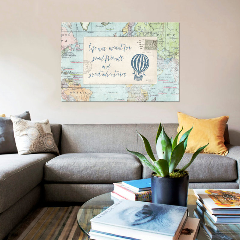 « travel posts iii », impression sur toile, H 18 po x l 26 po x P 1,5 po, Toile avec cadre noir, Pas de tapis