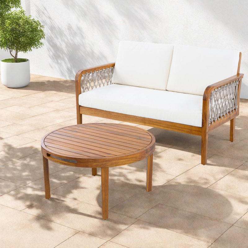 Ensembles de salle à manger de patio Comfort, corde de bois d'acacia pour la maison moderne