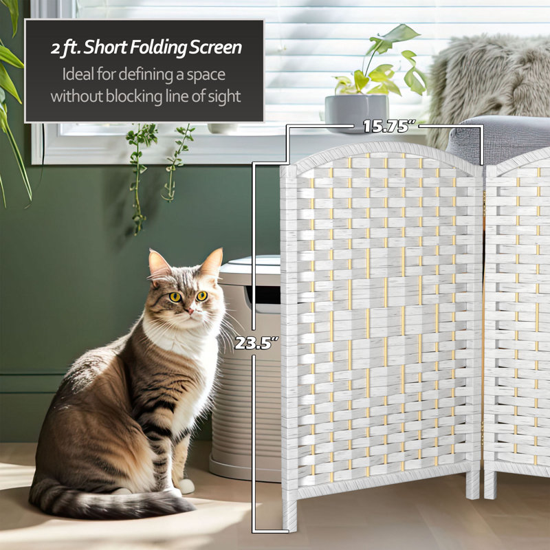 2 Ft. Tall Diamond Weave Fiber Room Divider - Dark Mocha - 8 Panel, White, 6, 2 ft