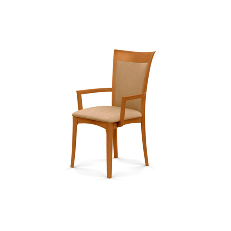 Morgan Upholstered Arm Chair, Natural Cherry, Microseude Onyx
