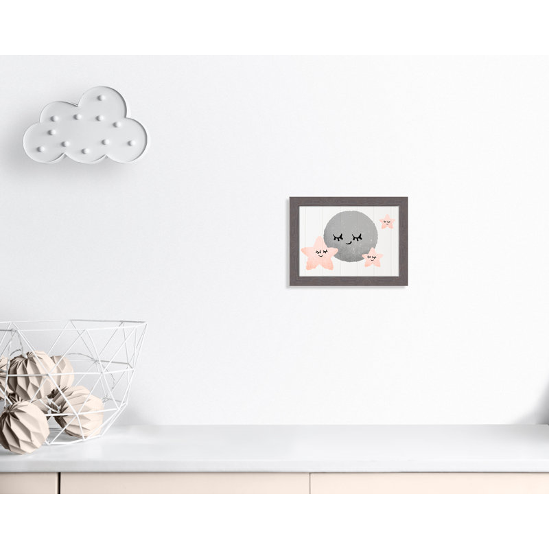 Décoration murale 2 enfants sleepy timey, H 10 po x l 14 po x P 0,63 po, Encadrement fil du bois gris