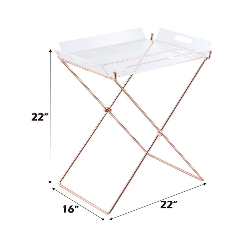 Table-plateau Cercie, finition acrylique transparente et cuivre