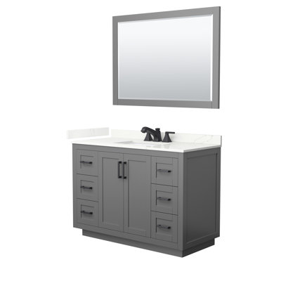 Miranda 48" Freestanding Single Bathroom Vanity with Quartz Top with 46" Mirror