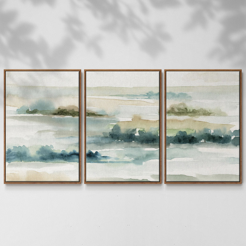 «Pastel Panorama», reproduction sur toile 3 pièces, H 40 po x l 78 po x P 2 po, Noyer