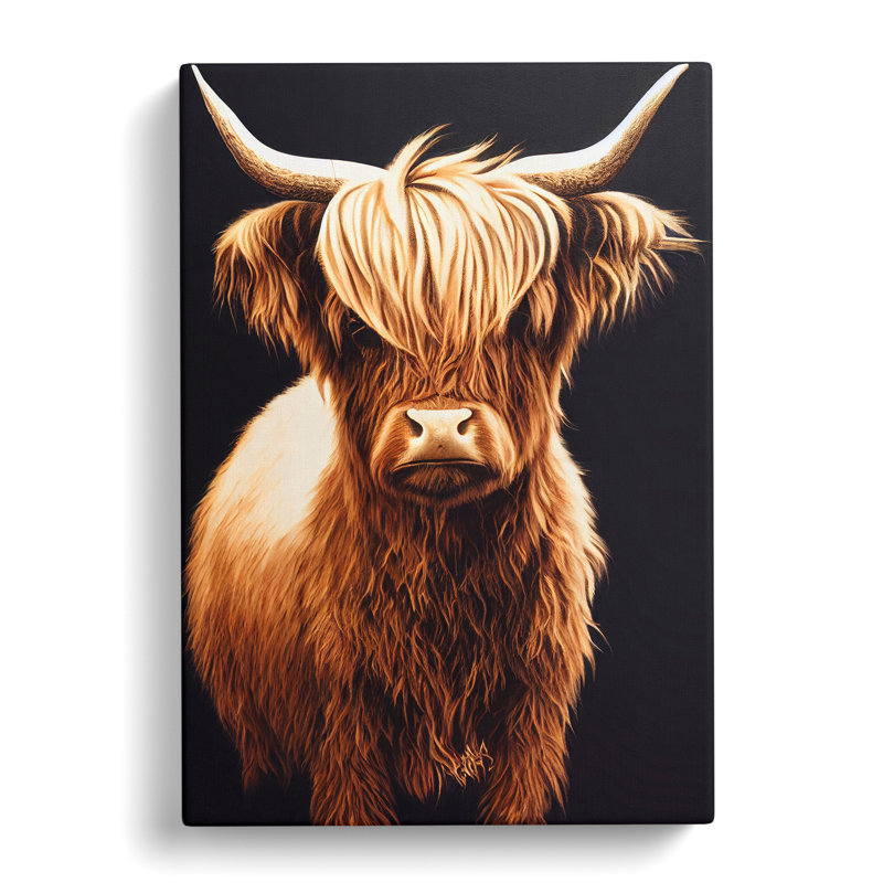 A Splendid Highland Cow - Print, Wrapped Canvas, 50cm H x 35cm W x 3cm D, No Matte