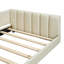Lit plateforme tapissier grand et simple TG, lit mère et enfant, similicuir, beige