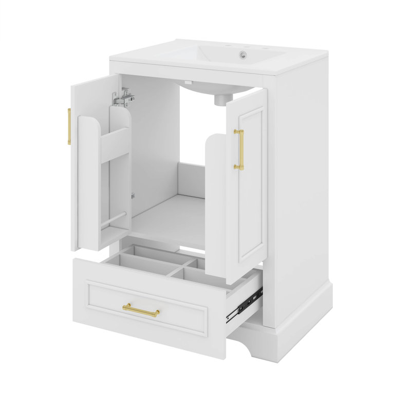 Ensemble de meuble-lavabo 24 po avec lavabo, meuble de rangement moderne en bois