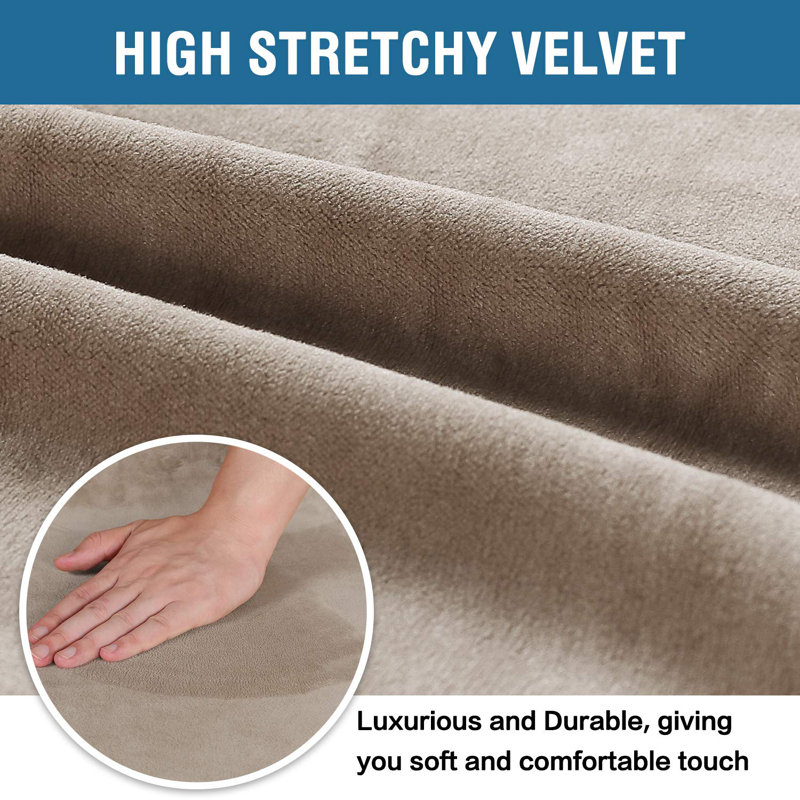 Taupe Velvet Stretch Dining Chair Covers Set of 4