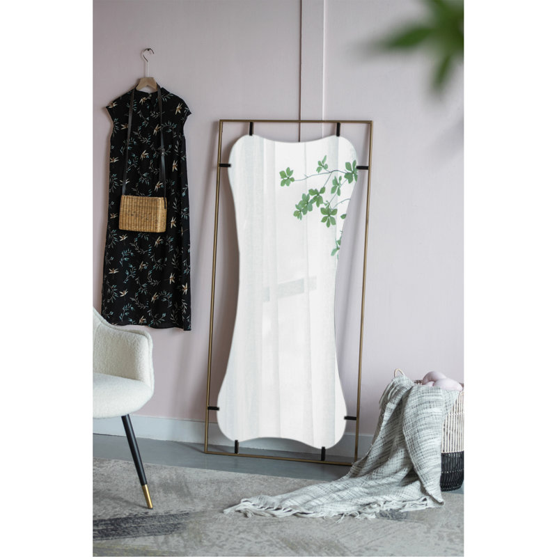 Miroir coquelicot avec cadre en métal doré, décoration murale pour salle de bain