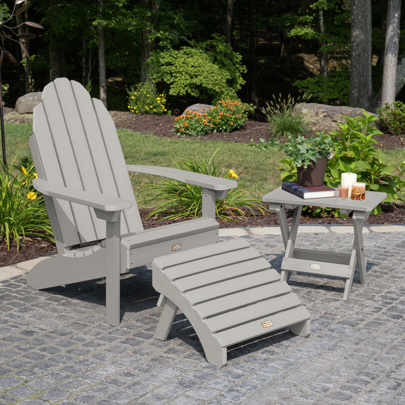 Fauteuil Adirondack Essential avec repose-pieds et table d'appoint pliants Essential, Gris