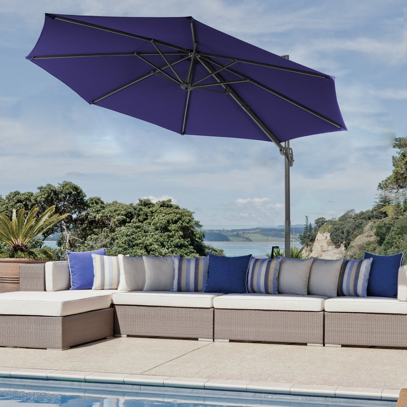 Parasol en porte-à-faux 11 pi Akevia, Bleu foncé