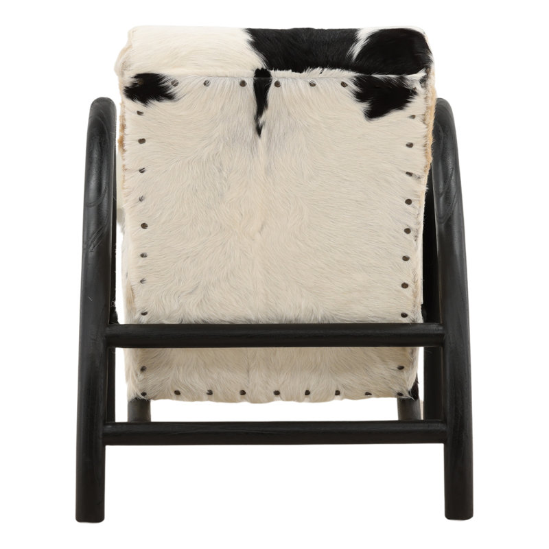 Chaise d'appoint Charlton, Cuir véritable blanc et noir, Noir