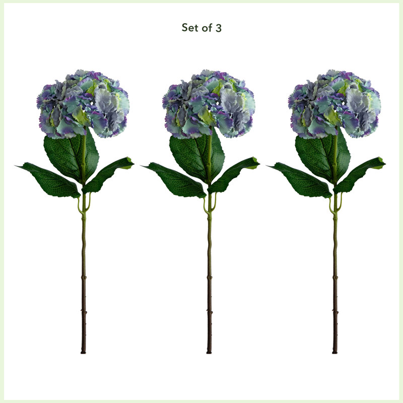 30 po Fleurs d'hortensia artificielles, ensemble de 3, Bleu