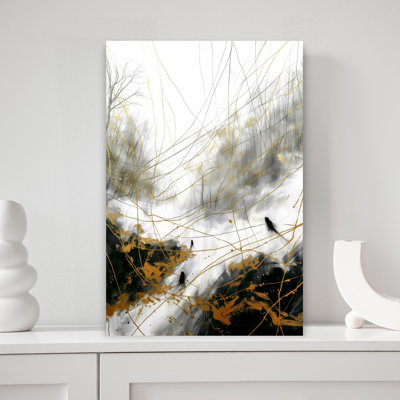«Golden Forest Lines», art dramatique abstrait, forêt