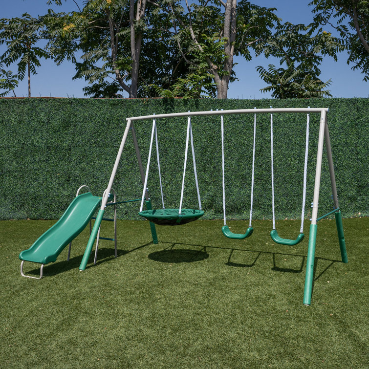 The Swing Company Northridge Metal Swing Set with Saucer Swing and 5' Slide  & Reviews
