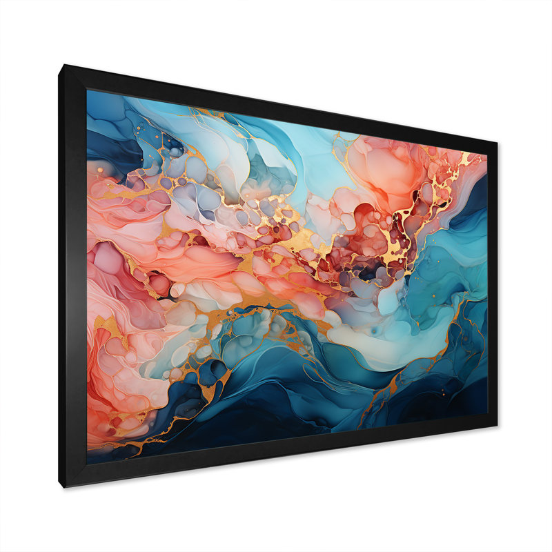 Impression sur toile abstraite «Alco, Cadre simple noir, H 12 po x l 20 po x P 1 po