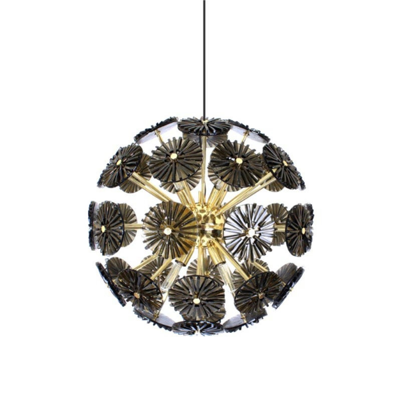 Lustre sphérique en laiton à 8 lumières Murana, Nickel brossé, Transparent, 20" Dia x 20" Height
