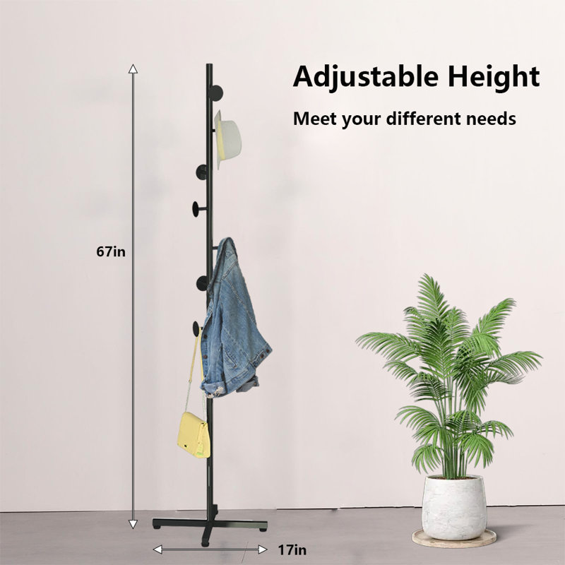 Freestanding Metal Coat Rack For Entryway And Corner