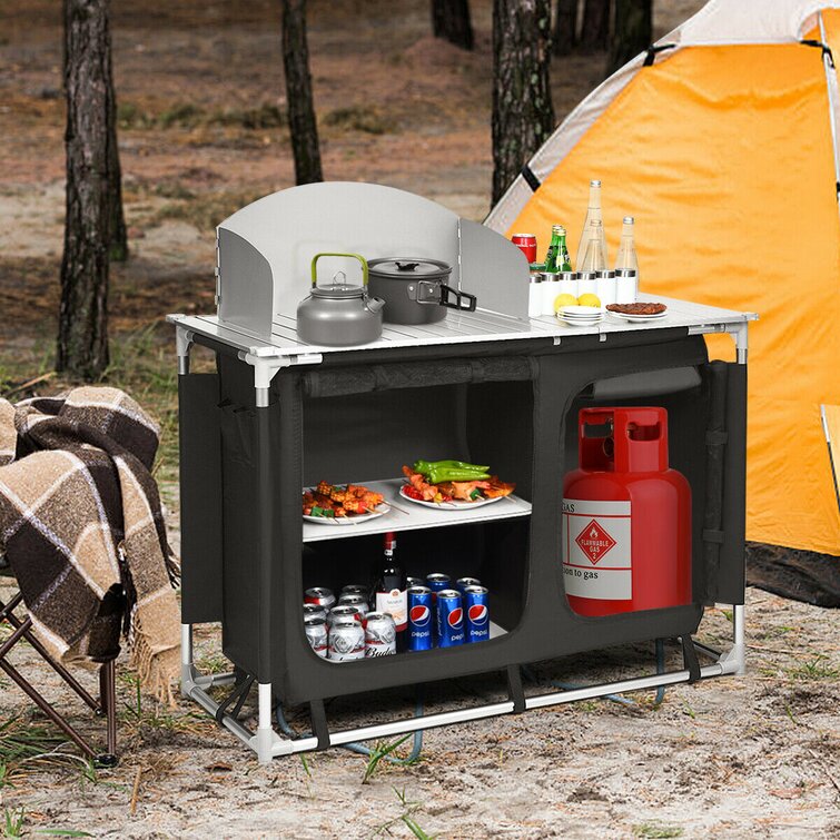 Angeles Home Metal Portable Camp Kitchen and Sink Table