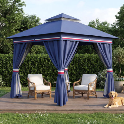 Yardgrace 8'X8' Soft-top Double-Roofed Steel Patio Gazebo