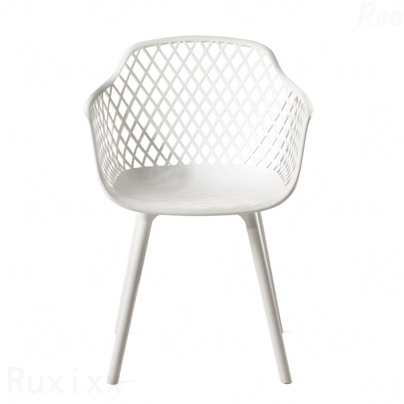 Modern Weather-Resistant Plastic Patio Armchairs, White