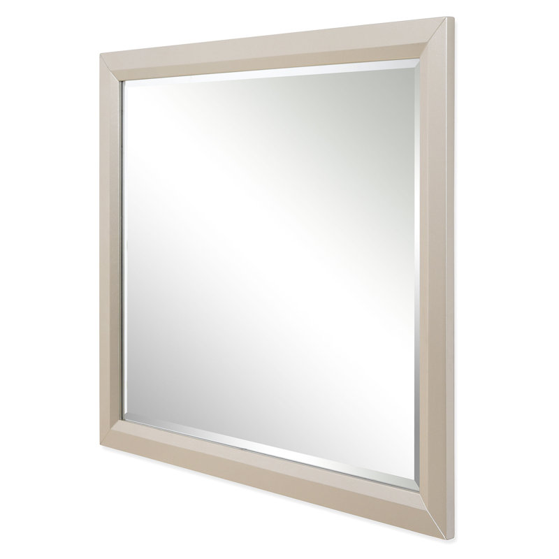 Wood Framed Wall Mounted Dresser Mirror in Cream