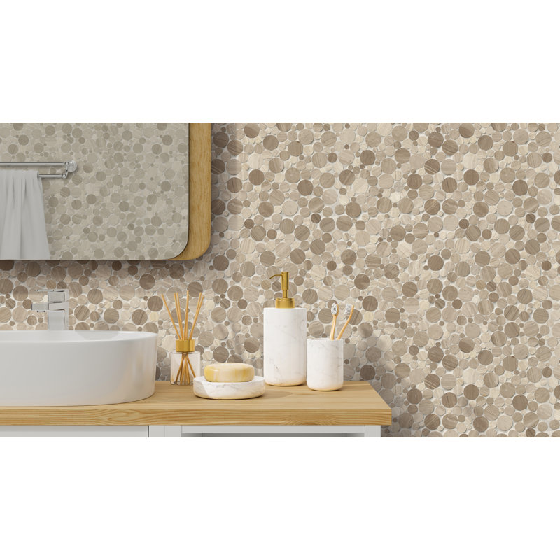 Marvella Pebble 12 in. x 12 in. Natural stone Mosaic Floor and Wall Tile, Tranquil 