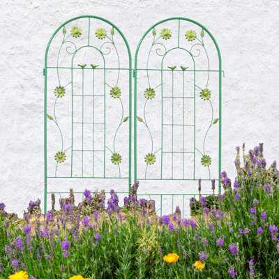 Treillis de jardin en métal 71 po x 19,7 po (2 unités), support à fleurs extérieur antirouille, montage facile, métal robuste, pour jasmin, vigne, pois, rosiers.