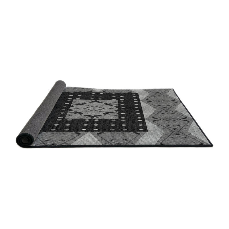 Tapis noir/gris tissé à la machine, Carré 3 pi