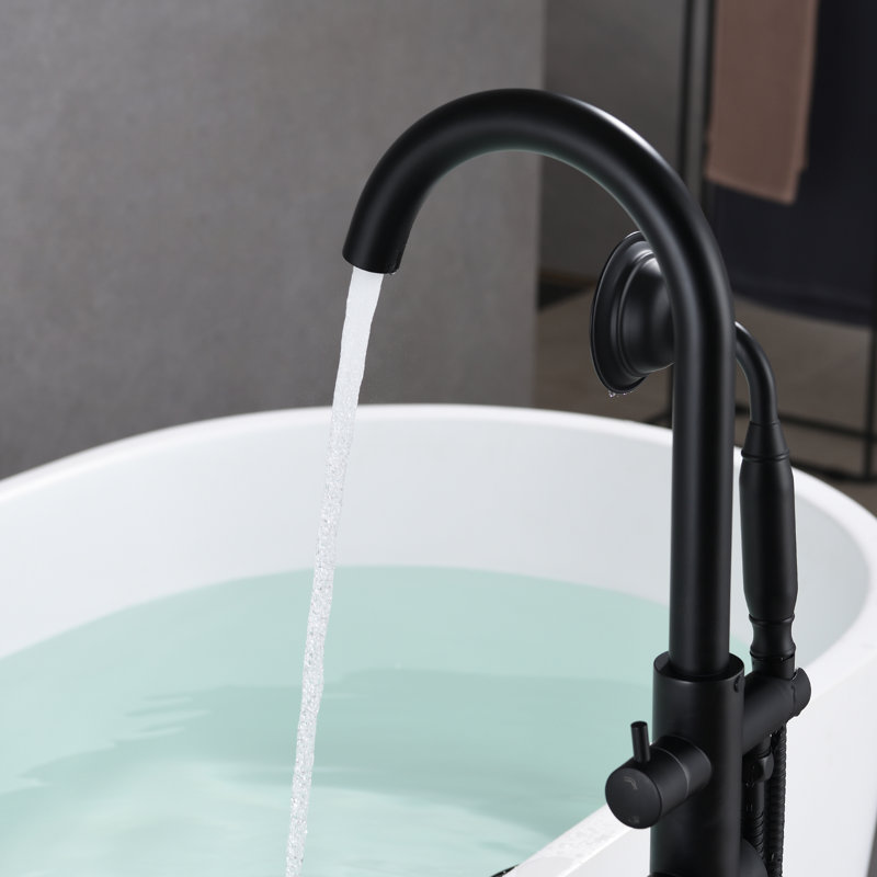 Floor Tub Filler with Diverter, Matte Black