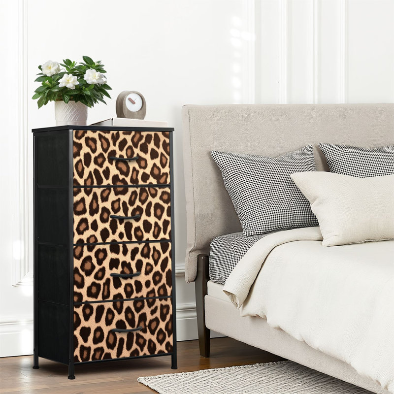 4 Drawer Dresser for Bedroom, Narrow Chest of Drawers, Wooden Top and Study Iron Frame 18"x37.5"-(WxH)