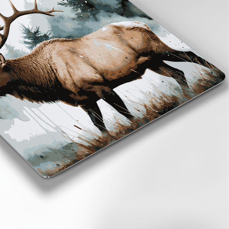 Wildlife Elk Blue Metal Wall Art, 12" H x 12" W