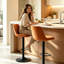 Adjustable Height Velvet/Suede Bar Stools with Gas Lift-129197621