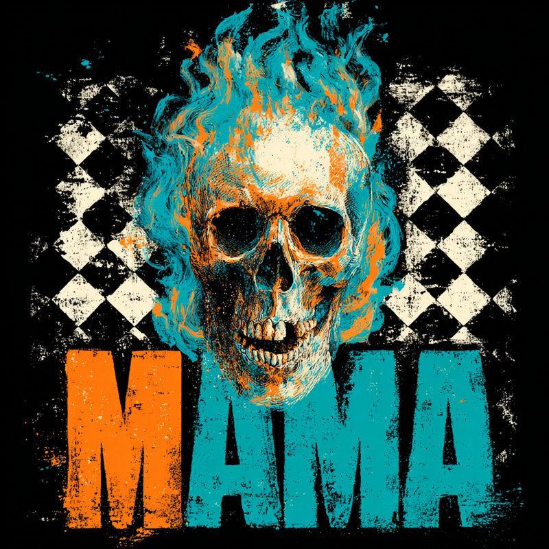 «Flame Skull Mama IV», art mural sur toile tendue