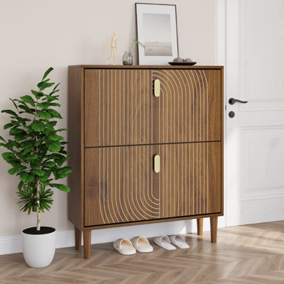 16-20 Pairs Shoe Cabinet with Flip-Down Drawers,Freestanding Entryway Slim Shoe Storage Organizer