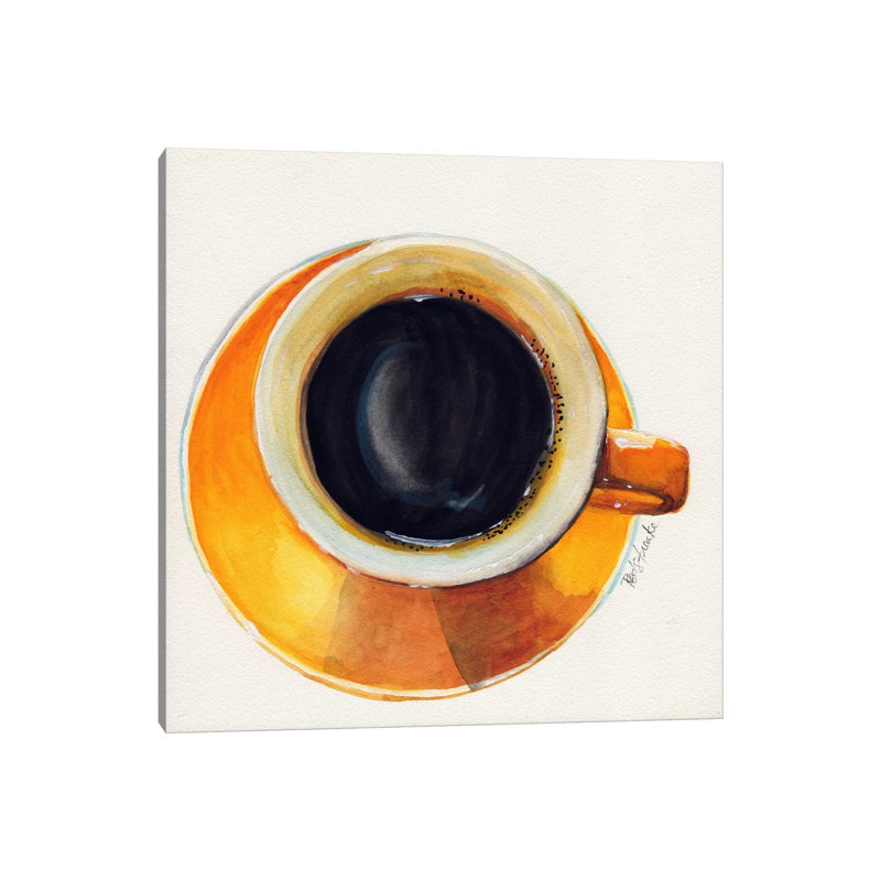 Yellow Coffee Cup by Jennifer Redstreake - Wrapped Canvas Painting, 30.48 cm H x 30.48 cm W