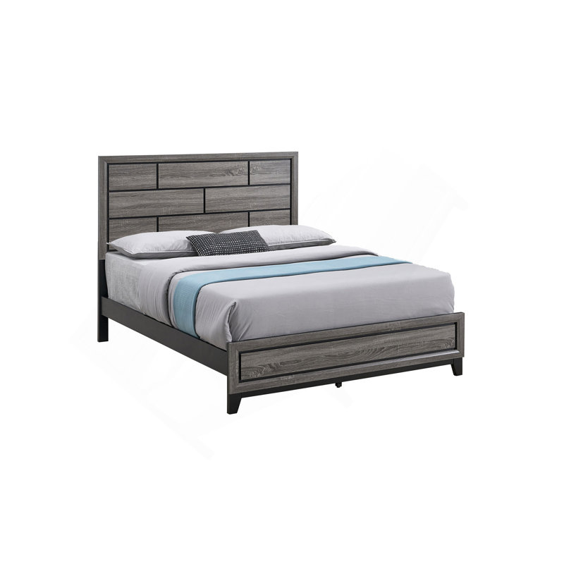 Lit Glasgow G04390A-QB (matelas non inclus), Gris, Queen
