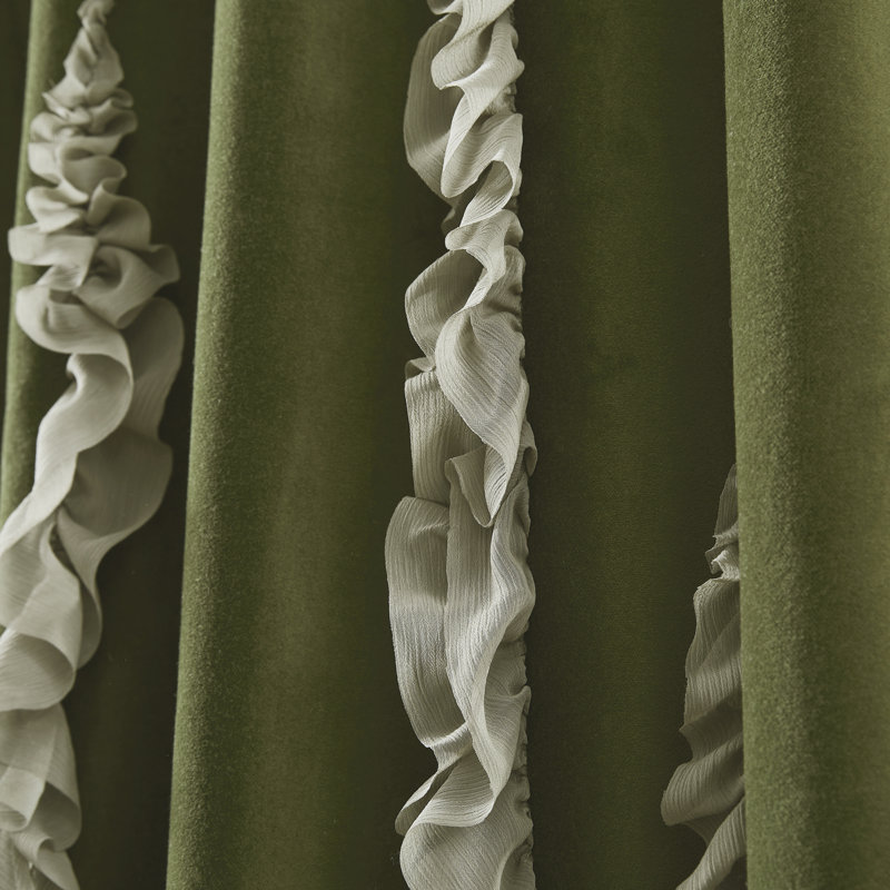 Verdant Path Cotton Velvet Blackout Window Curtain Panels Green Set of 2, Green