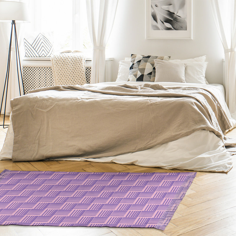 Tapis de zone mauve à rayures basketweave, Oui