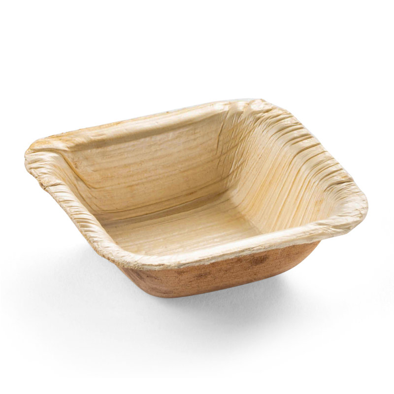 Mini assiettes jetables carrées à feuilles de palmier écologiques (3 po)