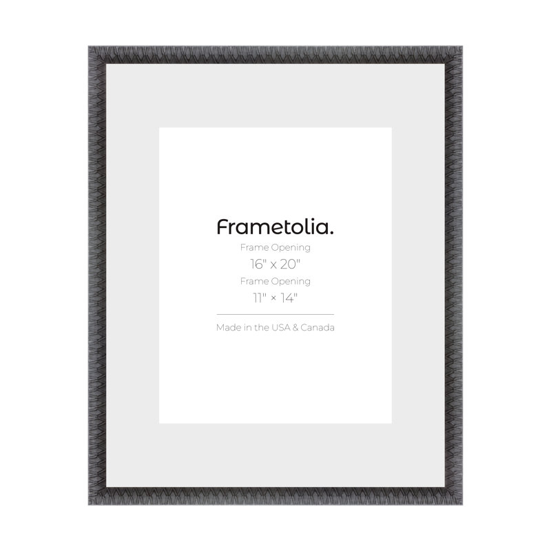 Cadre mural Frametolia Art Deco - largeur 7/8 po - passe-partout étroit, 16 po x 20 po, Noir