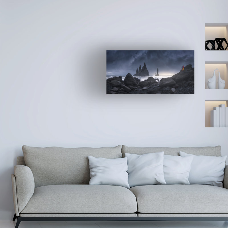 Œuvre d'art sur toile boliné par Carlos F. Turienzo Reynisdrangar, H 16 po x l 32 po
